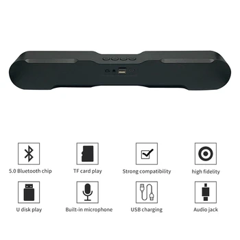 

Bluetooth 5.0 Soundbar Wireless Speakers for Home Theater Surround Stereo 1500Mah 10W for TV/PC/Phone