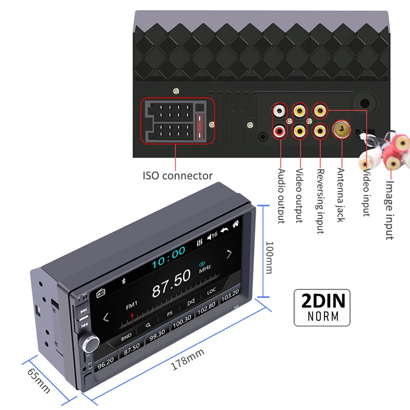 2 Din автомобильное радио Зеркало Ссылка " MP5 плеер Bluetooth громкой связи AM FM USB 360 градусов панорамная камера вход ISO головное устройство PHYEE N5