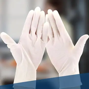 

100 pieces of disposable latex gloves white non-slip acid-base laboratory isolation bacteria rubber household cleaning supplies