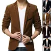 Traje chaqueta abrigo Formal para hombre, de terciopelo, informal, de negocios, con un botón, chaqueta ajustada, Tops ► Foto 3/6