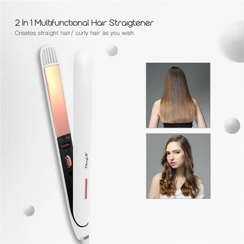 

Fast Heating Hair Curling Tong Wand Wide Plate Hair Straightener Fast Heating Flat Iron Dual Voltage Hair Styling Less Damage