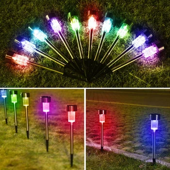 

10Pcs Solar Lights Outdoor LED Solar Powered Garden Ground Light Waterproof Wireless Lawn Lamp Path Yard Color Light