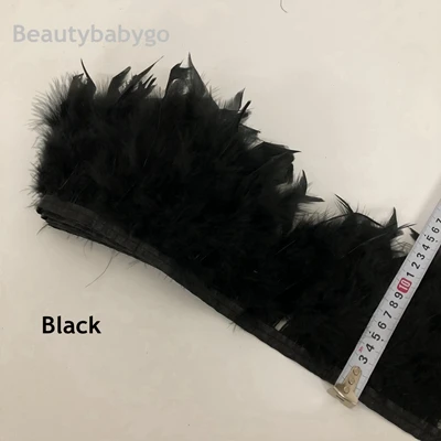 black 10 ярдов/партия индейка бахрома с перьями 4-6 дюймов перья марабу отделка юбки платье отделка ленты перья для ремесел - Цвет: black