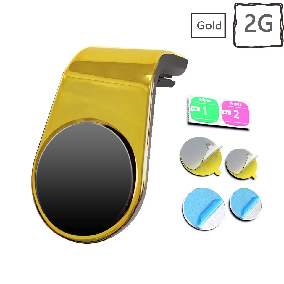 Мини-держатель для мобильного телефона с магнитным креплением на вентиляционное отверстие для iPhone XS Max XR X металлический магнитный автомобильный держатель для телефона для смартфонов Xiaomi - Цвет: GOLD 2G