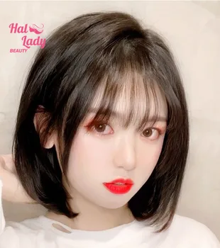 Halo Lady Beauty Clip In Bangs Human Hair Air Bang Brazilian Hair Pieces Invisible Seamless Non-remy Replacement Hair Wig 6