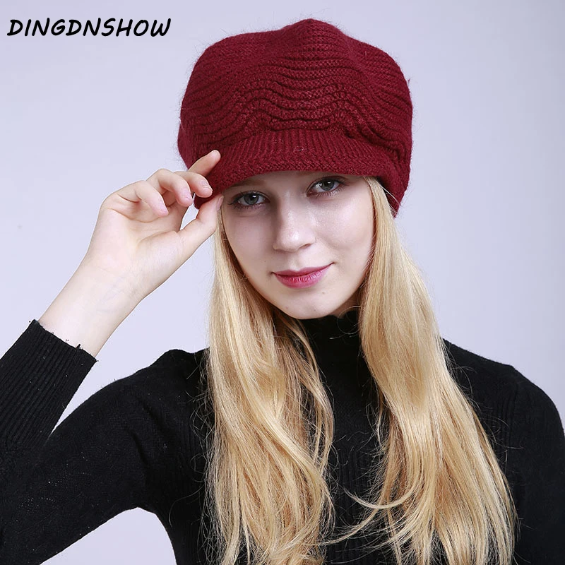 [DINGDNSHOW] брендовая зимняя шапка, шапки, женская вязаная шапка, хлопковая теплая шапка, женские шапки Skullies