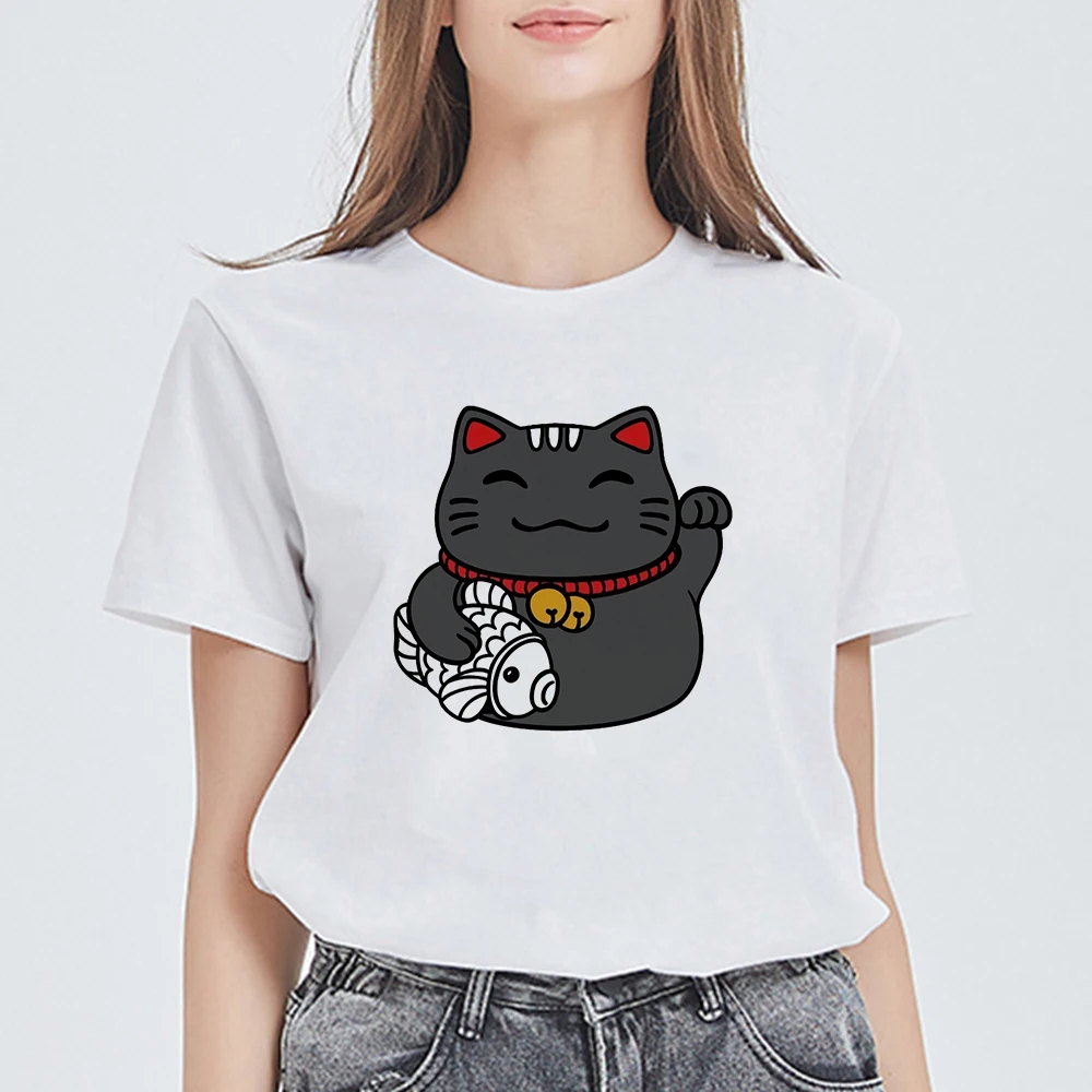

Women's Fashion T-shirt Harajuku Graphic Plutus Cat T Shirts Women Plus Size Punk Casual Cute Vogue Camiseta Mujer