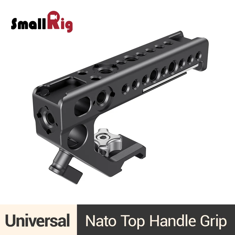 

SmallRig Universal Nato Top Handle Grip For Camera Cage Nato Handgrip With Cold Shoe Mount/15mm Rod Clamp/Arri Holes - 2439