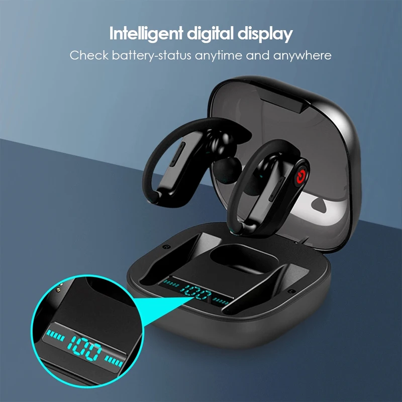 HBQ Q62 5 0 Bluetooth Headset Waterproof Dual Ear mounted Earphone 950mah Charging Case Stereo Sports Wireless Headphones