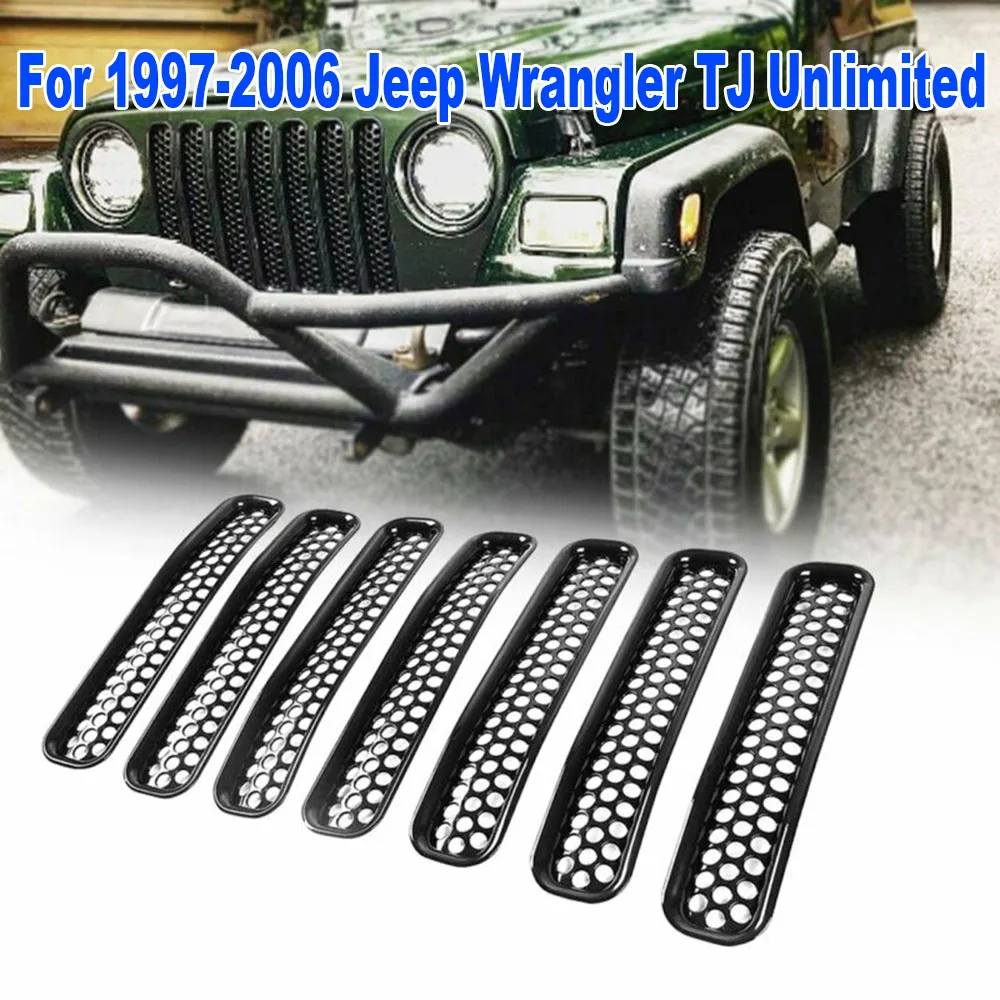 7* ячеистая сетка передняя решетка вставки ABS пластик для Jeep Wrangler TJ 1997-2006