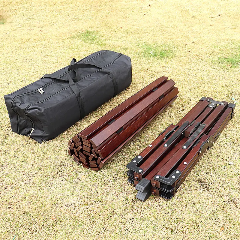 Folding Wood Table Portable Outdoor Indoor All-Purpose Foldable Picnic Table Cake Roll Wooden in a Bag for Picnic Camping