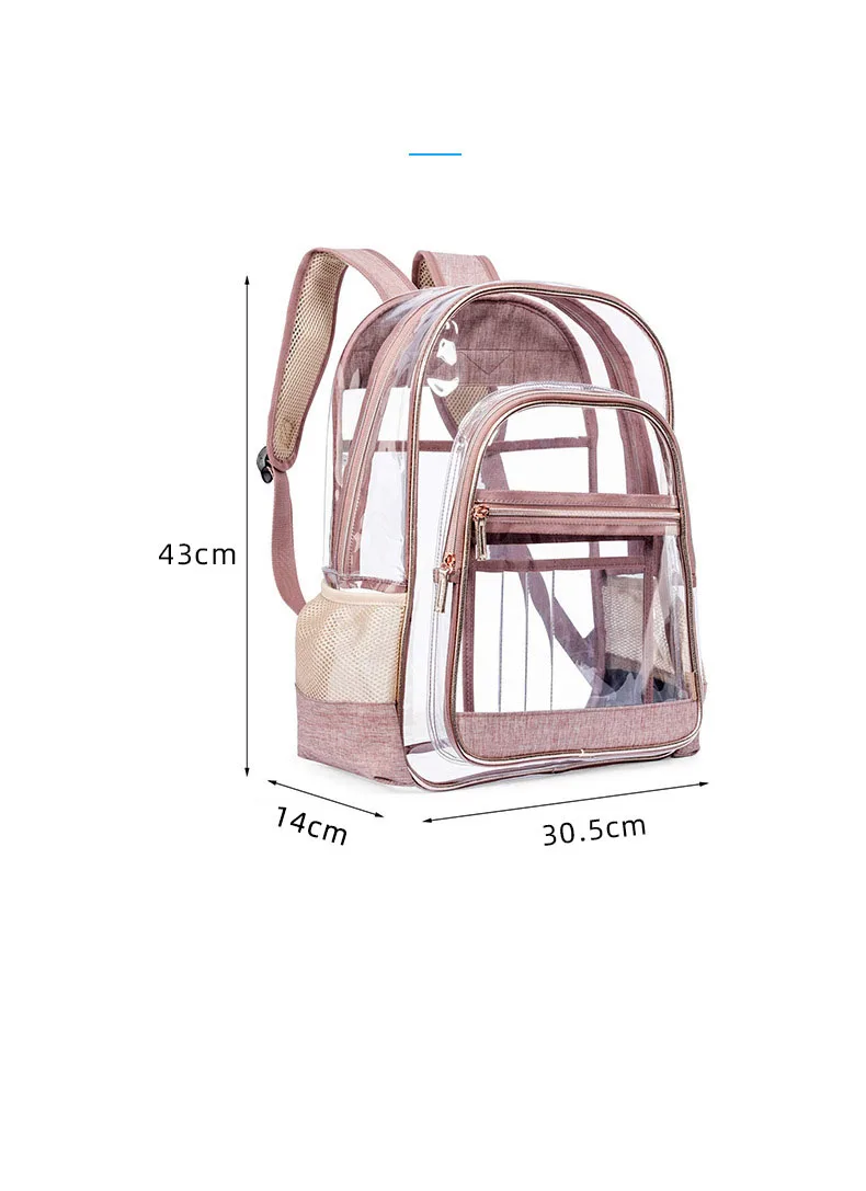 PVC Transparent Backpack Bag Fashion Waterproof Student School Bags Jelly Travel Beach Swimming Kit Bag For Men Women Rucksack