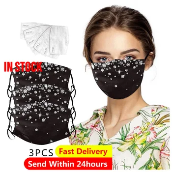 

Bling Diamonds Unisex Half Washable Face Mouth Cover Fashion Star Mask Rhinestones Glitter Washable Breathable Face Mask