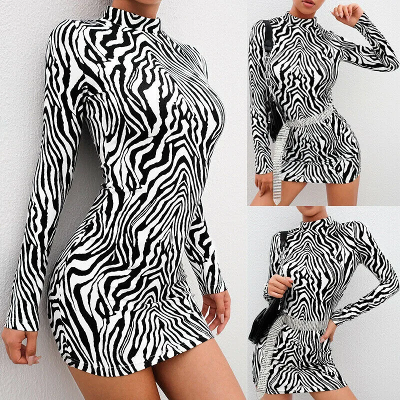 Striped Dress Zebra Print Zebra Print Long Sleeve Dress Zebra