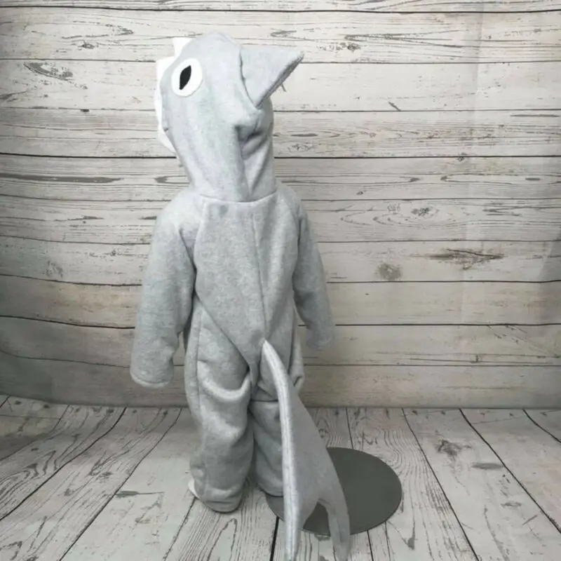 От 0 до 3 лет Детский комбинезон на молнии с капюшоном и 3d-изображением акулы для маленьких мальчиков и девочек; комбинезон; костюм для подвижных игр; одежда на осень и зиму
