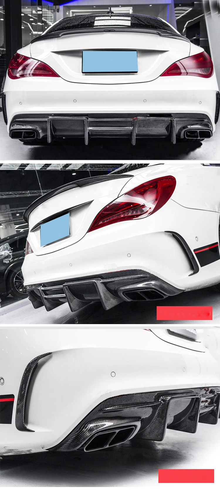 C117 задний спойлер из углеродного волокна диффузор для Benz W117 CLA200 CLA250 CLA260 CLA45 amg 16-19 с 4-выпускной бампер