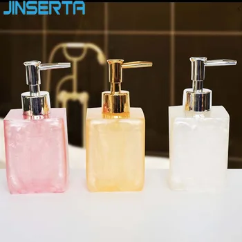 

JINSERTA Bathroom Soap Dispenser Bottle Marbled Resin Home Hotel Bathroom Hand Sanitizer Shampoo Body Wash Press Lotion Bottle