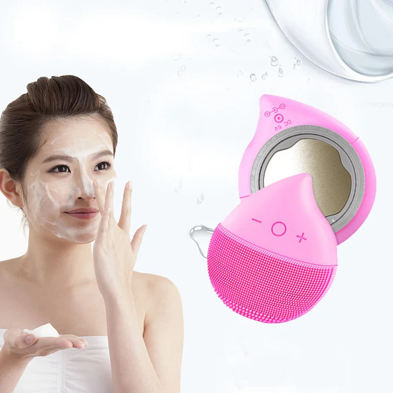 Silicone Cleansing Instrument Electric Wash Artifact Red and Blue Light Physiotherapy to Blackhead Pore Cleaner Rechargable