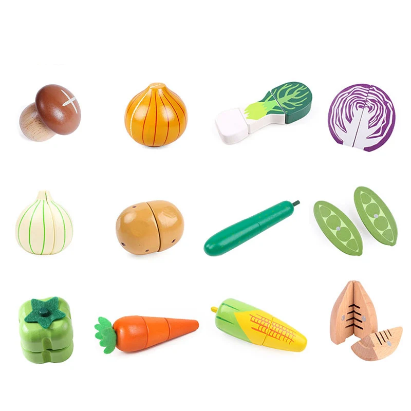 1PCS Wooden Toy Magnetic Cutting Fruit Vegetables Food Pretend Play Simulation Kitchen Role Play Educational Toys For Children 5