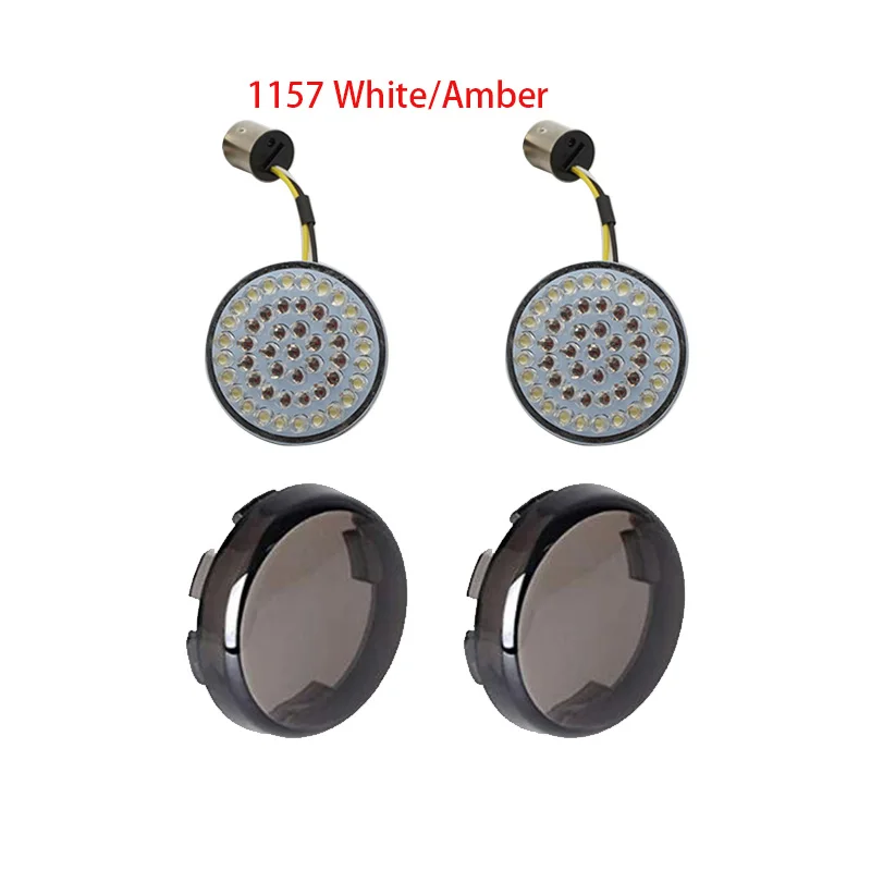 

Smoked Cover LENS 1157 Front Turn Signals LED Lights For Harley Dyna Road Street Glide Road King Iron 883 Street Bob