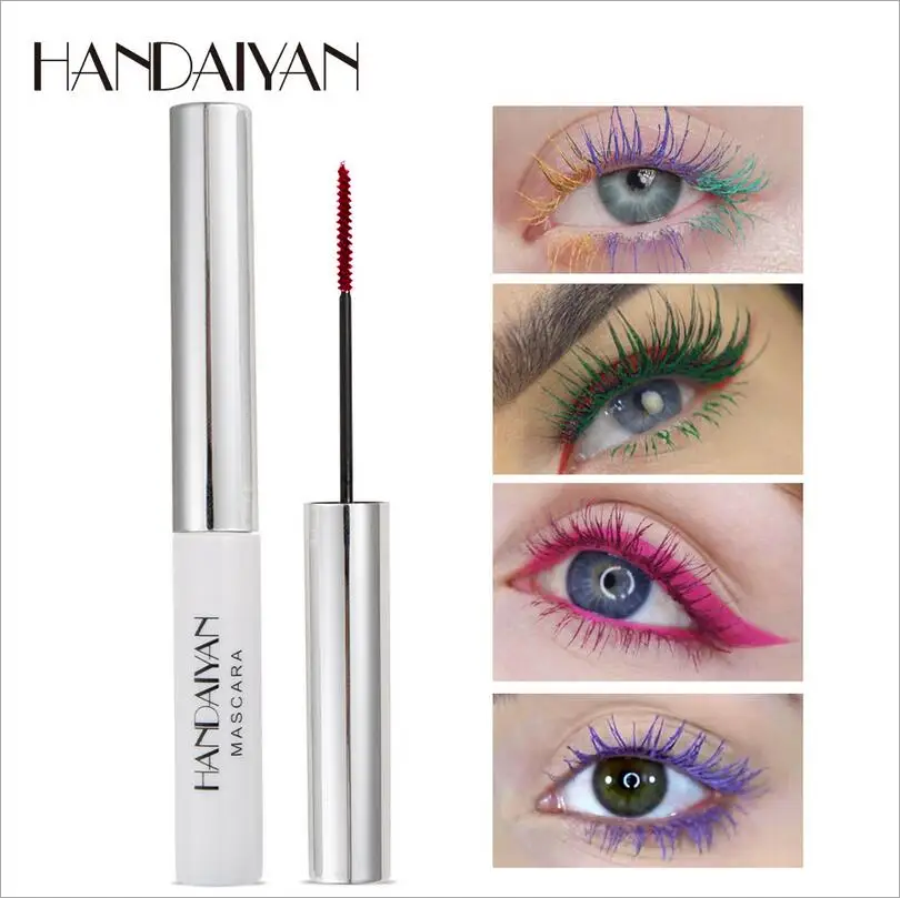 

Curling Lengthening Makeup Waterproof Eyelashes Blue Green Red Black White Liquid Lash Extensions Mascara Cream T0672