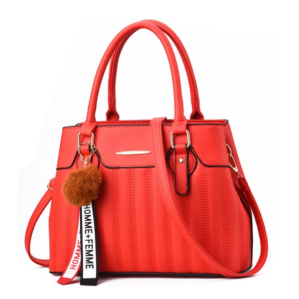 ACELURE Новые Элегантные дизайнерские женские сумки-мессенджеры из искусственной кожи, одноцветные сумки через плечо, сумка на плечо с помпонами, большая сумка для покупок - Цвет: Red