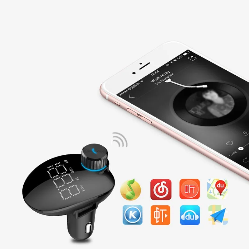 Bluetooth fm-передатчик музыкальный плеер TF/sd-карта USB флэш-накопитель с ручным звонком двойной USB быстрый адаптер для зарядки
