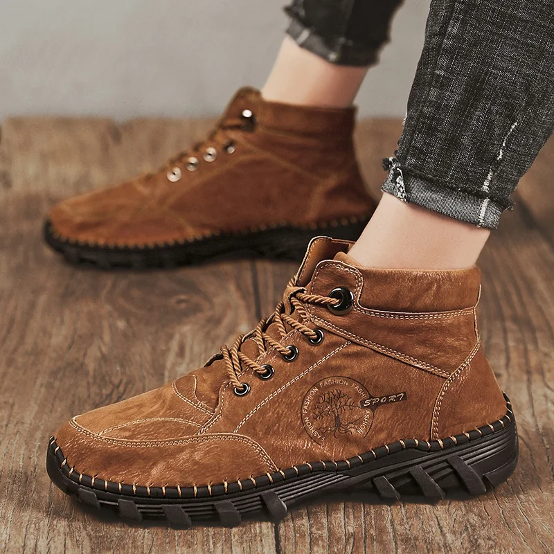 SMS New Men Shoes Breathable Sneakers High-top Sports Shoes Height Increased Ankle Boots Hiking Boots Zapatos Hombre Plus Size