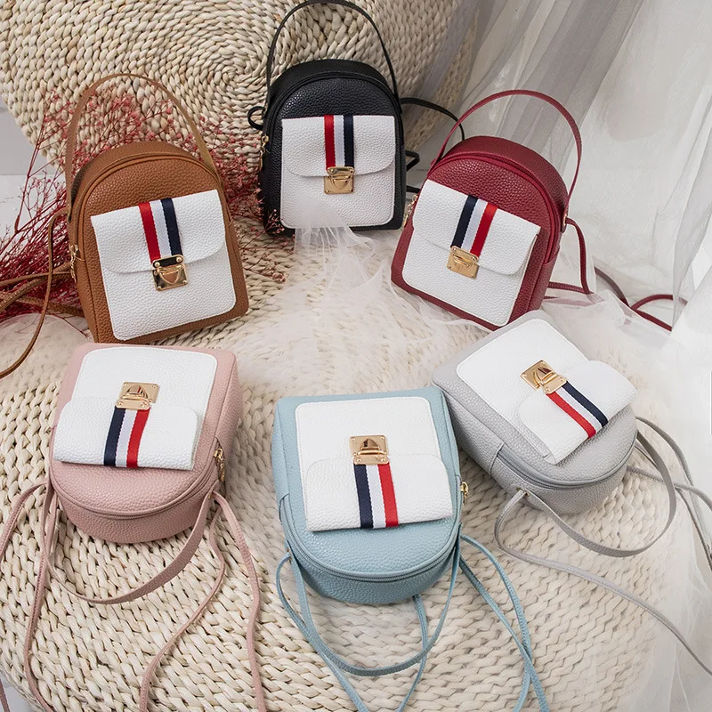 

Contrast Color Printed Backpack 2019 Japanese Korean Fashion Embossed Leather Backpack Multi-functional Hand Shoulder WOMEN'S Ba