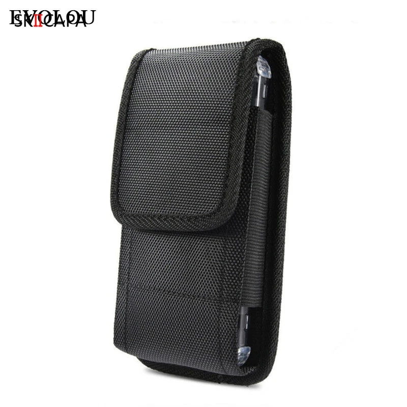 Premium Oxford Cloth Leather Phone Pouch with Belt Clip Holster