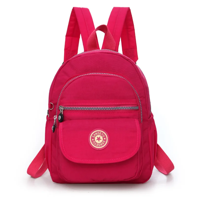 Женский Противоугонный водонепроницаемый нейлоновый рюкзак женский высококачественный дорожный маленький повседневный рюкзак модные сумки - Цвет: Ярко-розовый