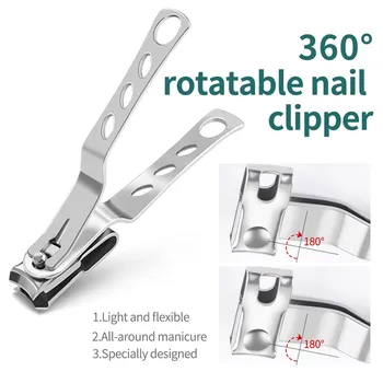 

Multi-functional Steel Nail Clipper Cutter 360 Degree Rotating nail clippers Professional Manicure Trimmer Toe Nail Clipper#0103