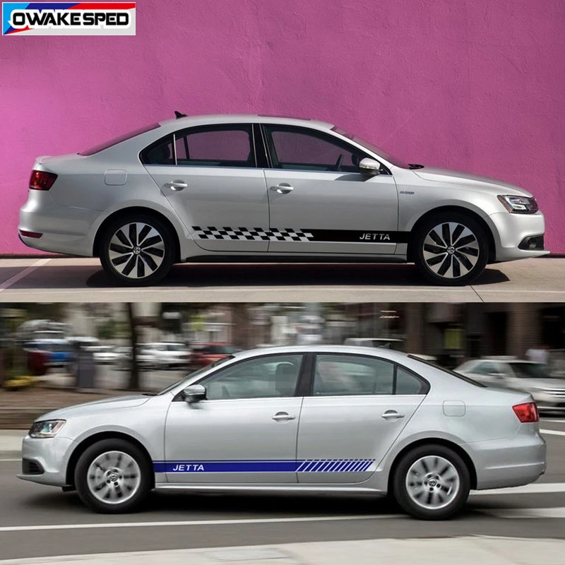 Sport Stripes Car Door Side Skirt Sticker For Volkswagen-Jetta MK4 MK6 GLI Auto Body Decor Vinyl Decal Tuning Accessories (3)