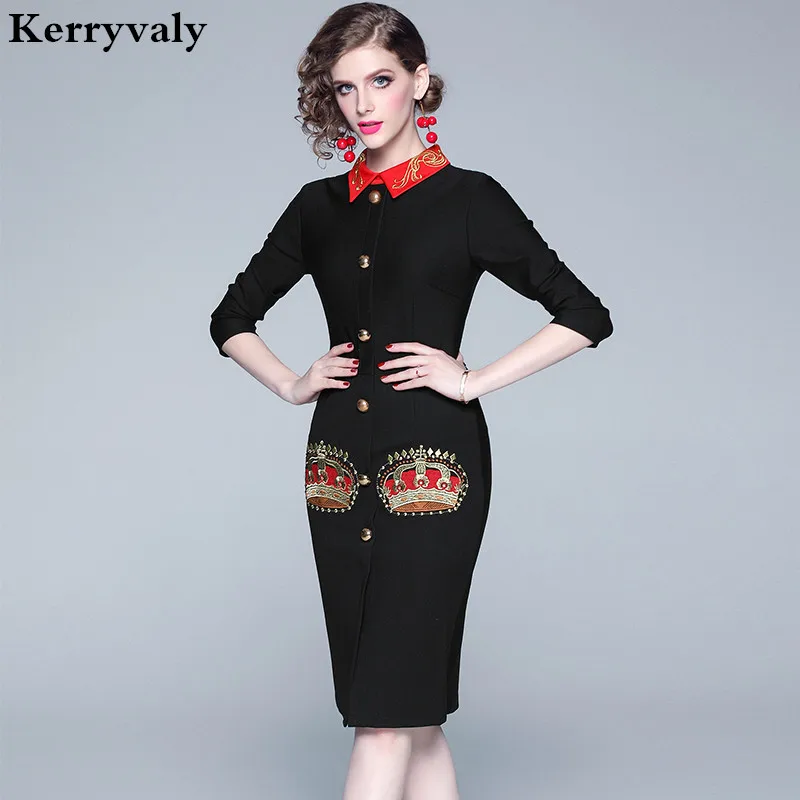 Осенняя коллекция, модный женский, черный ретро облегающее платье Vestidos Повседневное Mujer миди юбки-карандаш с завышенной талией Вечерние платья Robe Femme K6558