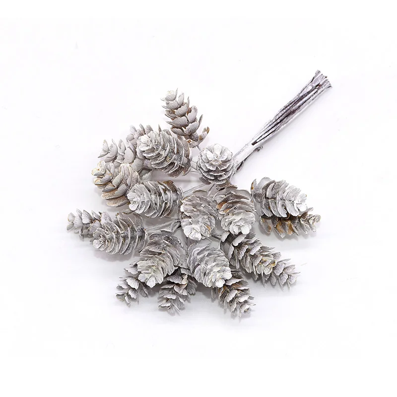 

20pcs 2.5cm Artificial Nut Fake Flowers Pineapple Grass White Snow Pine Cones For Wedding Christmas Decorati DIY Wreath Supplies
