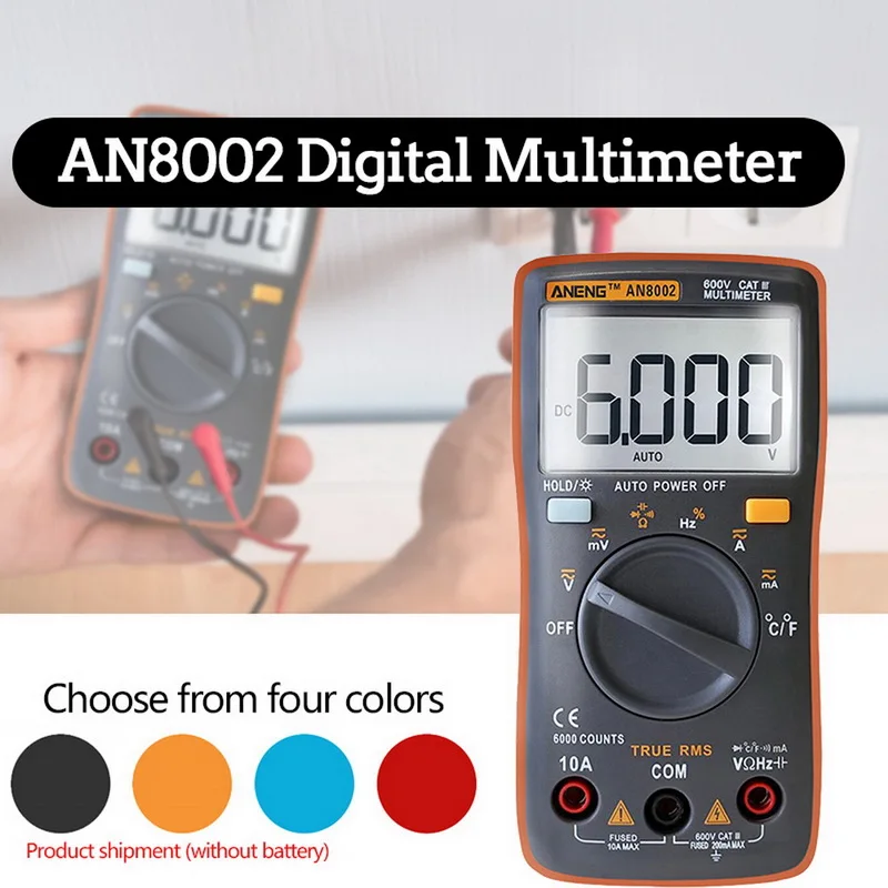 AN8002 цифровой мультиметр AC/DC измеритель напряжения ручной мультитестер профессиональный тестер напряжения тока сопротивления емкости