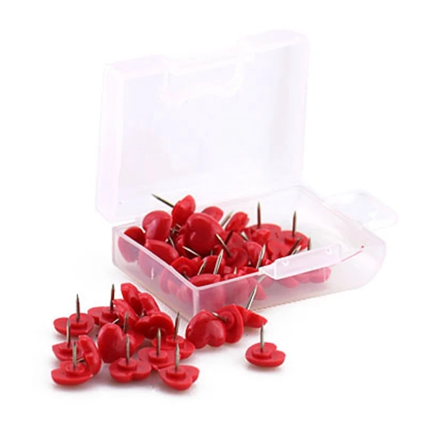 

BESTHeart shape 50pcs Plastic Quality Cork Board Safety Colored Push Pins Thumbtack Office School Accessories Supplies red
