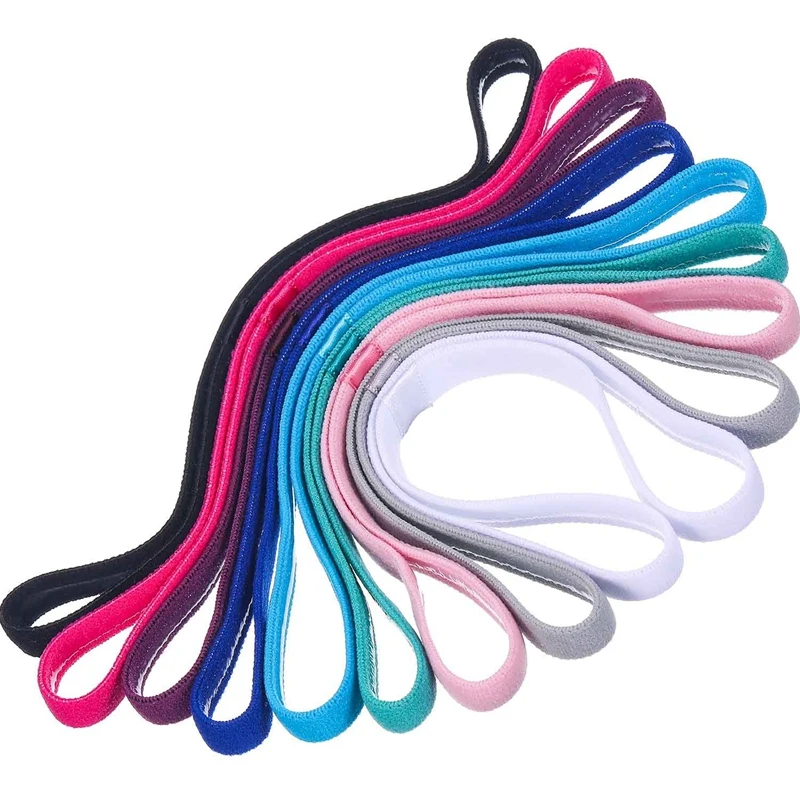 

9 Pieces Thick Non-Slip Elastic Sport Headbands Hair Headbands,Exercise Hair and Sweatbands for Women and Men Multicolor