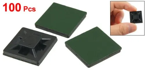 

100 Pcs 20mm x 20mm x 4mm Self Adhesive Cable Tie Mount Base Holders Green