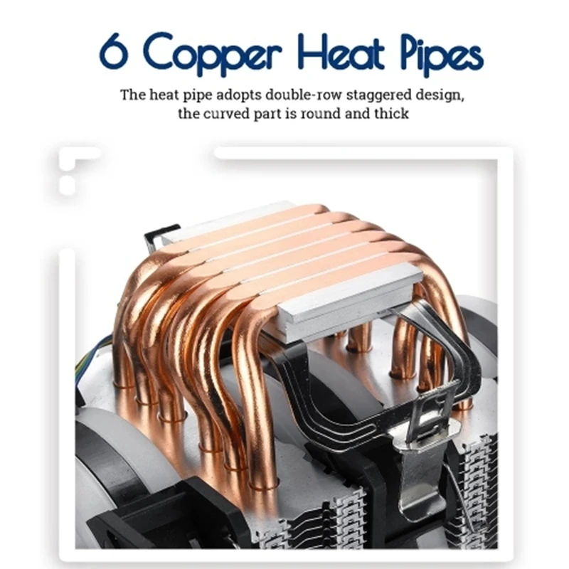 Lanshuo Процессор кулер 6 тепловым стержнем heat pipe 4-Pin коробка передач 2 вентилятора для четырехъядерным процессором In-Tel 775/1150/1151/1155/1156/1366 AMDs платформы