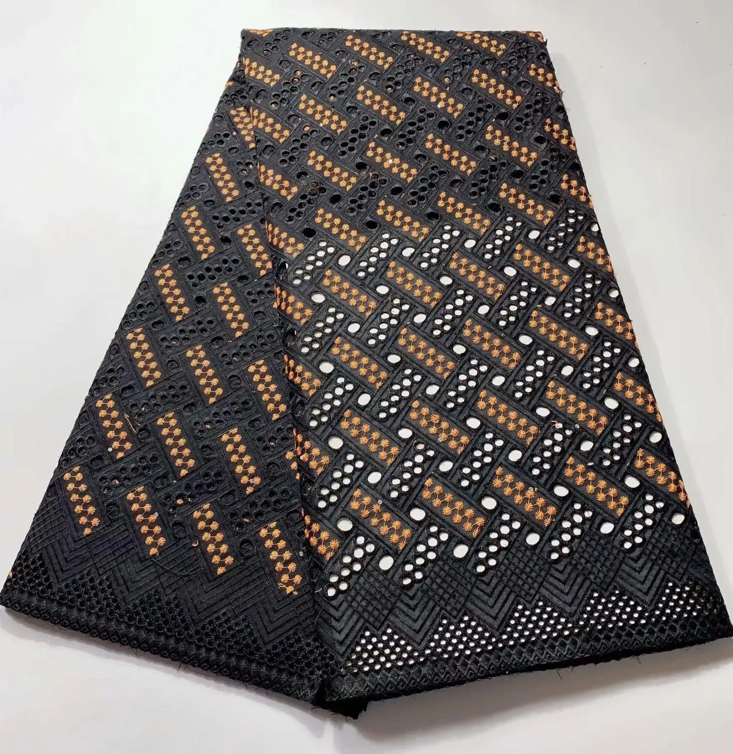 Черная кружевная ткань, мягкая швейцарская вуаль, кружево в швейцарском стиле, высокое качество, хлопок, ткань из Дубая, африканская ткань Анкара, 5 ярдов/партия