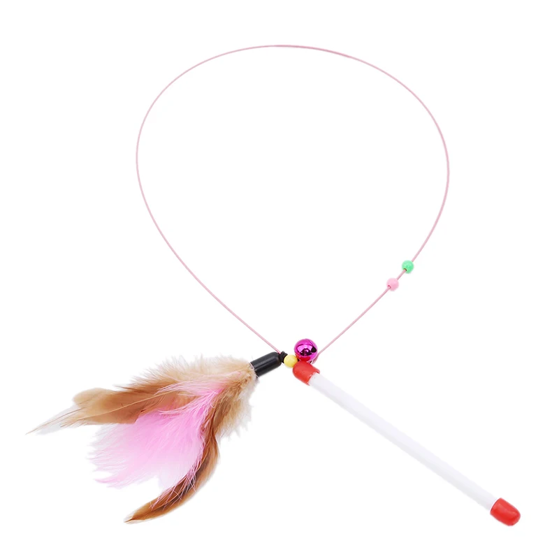 High Quality Funny Playing Cat Catcher Teaser Toy Cat Toys Soft Colorful Cat Feather Bell Rod Toy for Cat Kitten - Цвет: Funny cat