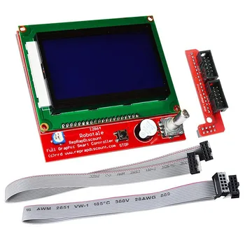 

LCD 12864 Graphic Smart Display Controller module with connector adapter & cable for RepRap RAMPS 1.4 3D Printer kit Red