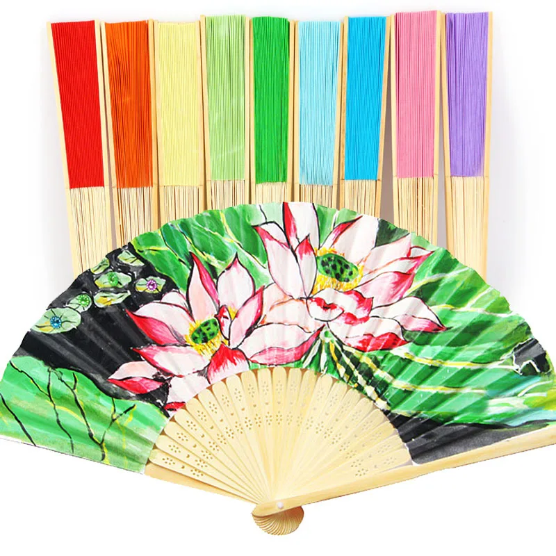 NEW 10PCS DIY Folding fan Colour paper fan Children's Graffiti Fan Painting toys DIY Handmade Gifts Arts and Crafts