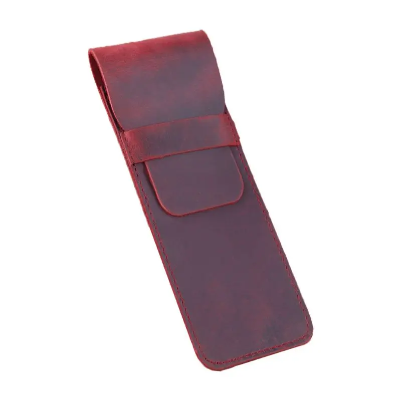 Wine Red S Ретро Кожаный Карандаш авторучка сумка держатель для хранения ручной работы шариковая Защитная крышка студенческий подарок - Цвет: Wine Red S