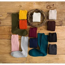 Однотонные женские носки простые зимние хлопковые теплые дышащие эластичные модные носки средней длины для женщин спортивные носки для йоги Новинка