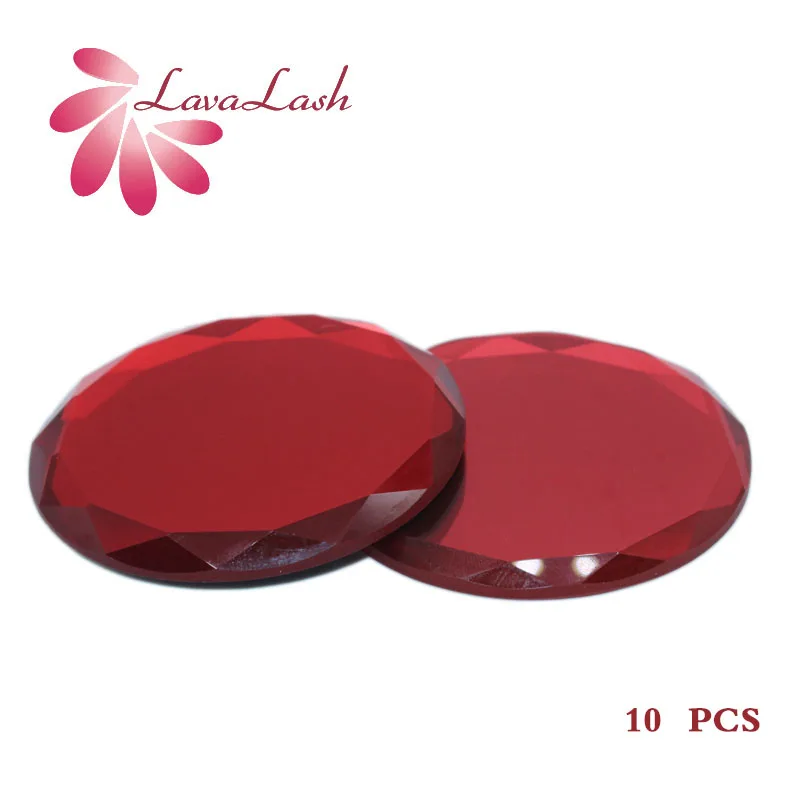 

10 pcs/lot Opaque Crystal Glass Pad Eyelash Glue Holder Clear Eyelash Extension Tool Beauty shop Wholesale Mirror Round
