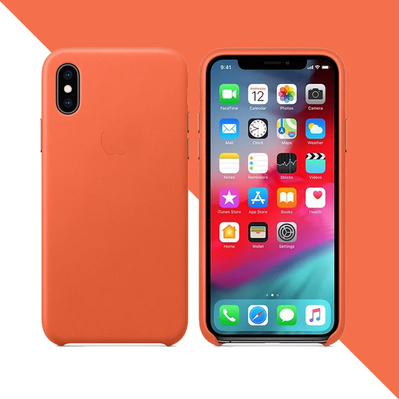 Официальный кожаный чехол для iphone 11 Pro 7 8 Plus Xs MAx X XR с логотипом чехол для iphone 11 Pro max 7 8 Plus X XR чехол - Цвет: Orange