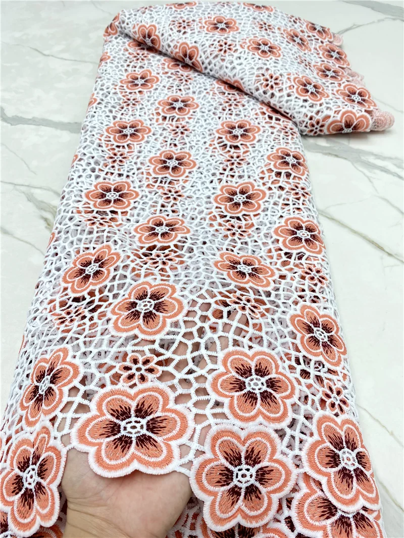 PGC French Embroidery Guipure Cord Lace Fabric 2021 High Quality Lace African Lace Fabric For Nigerian Wedding Party YA4404B-7