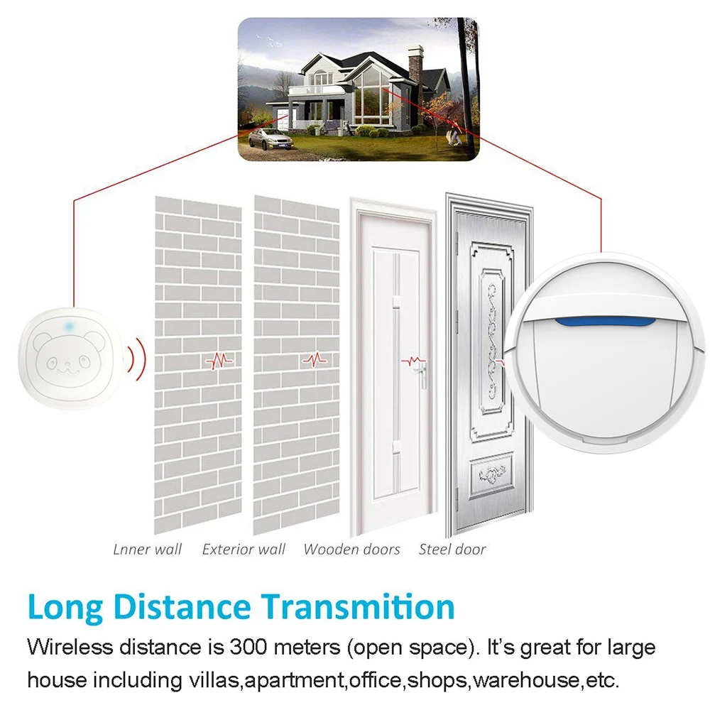 Pet Dog Doorbells Wireless Door Bell House-training Multifunction Sensor Motion (Receiver & Transmitters) Training Tool-4